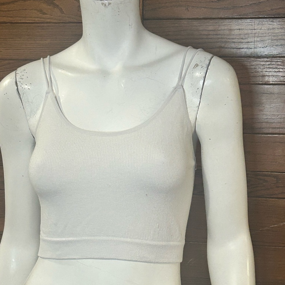 Women's White Ribbed Tank Top